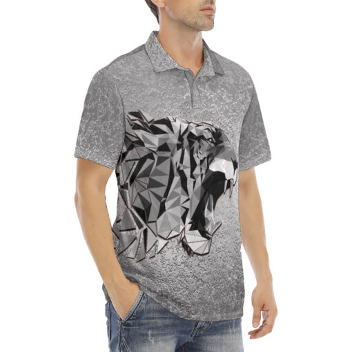 Silver Tiger Polygons Velvet Polo Shirt - Image 3