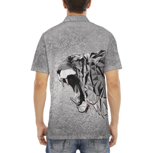 Silver Tiger Polygons Velvet Polo Shirt - Image 4