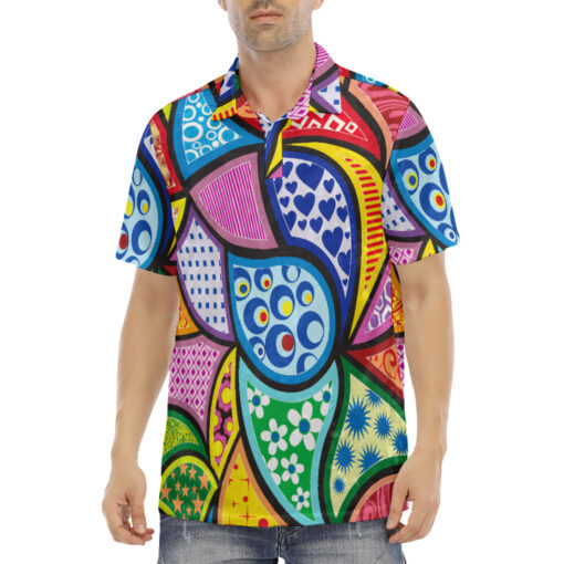 Ethnic Colorful Ornament Velvet Polo Shirt - Image 2