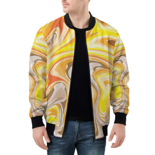 Orange Yellow Marble Bomber Jacket