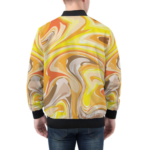 Orange Yellow Marble Bomber Jacket - Image 3