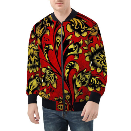 Floral Khokhloma Bomber Jacket - Image 2