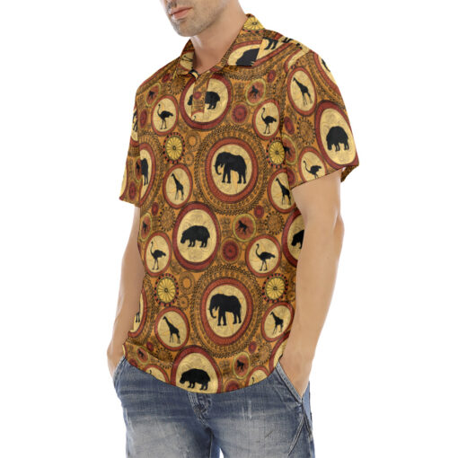 African Animals Velvet Polo Shirt