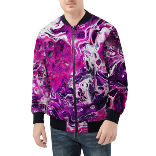 Purple Acrylic Marble Bomber Jacket - Image 2