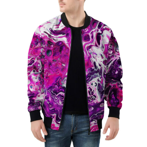 Purple Acrylic Marble Bomber Jacket