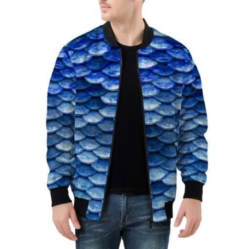 Blue Fish Scales Bomber Jacket