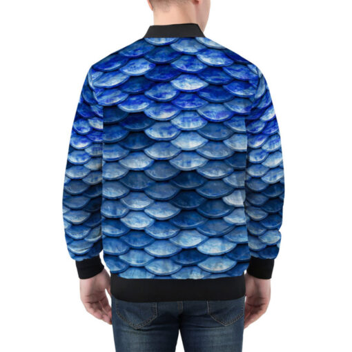 Blue Fish Scales Bomber Jacket - Image 3