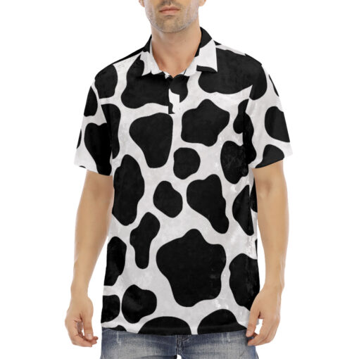 Cow Pattern Velvet Polo Shirt - Image 2