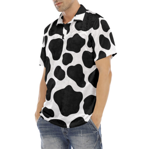 Cow Pattern Velvet Polo Shirt