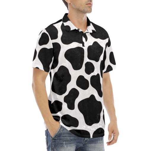 Cow Pattern Velvet Polo Shirt - Image 3