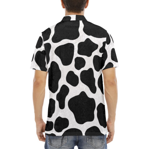 Cow Pattern Velvet Polo Shirt - Image 4