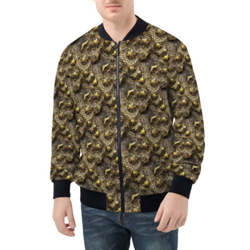 Brown Alligator Skin Bomber Jacket - Image 2