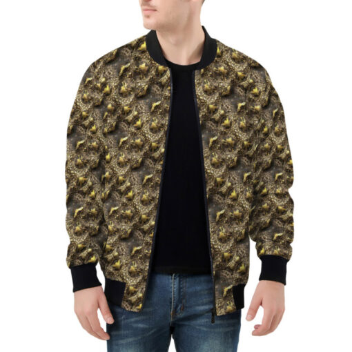 Brown Alligator Skin Bomber Jacket