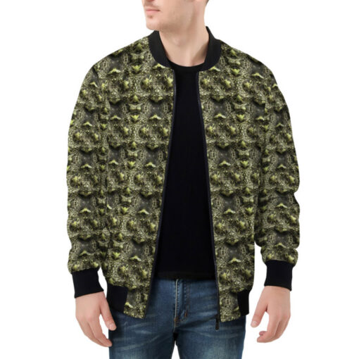 Green Alligator Skin Bomber Jacket