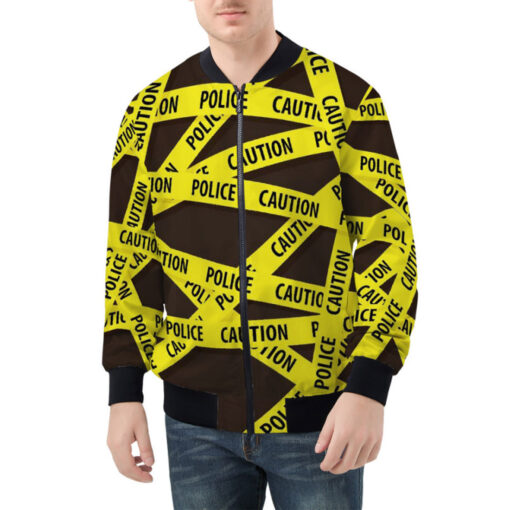 Police Tape Caution Bomber Jacket - Image 2