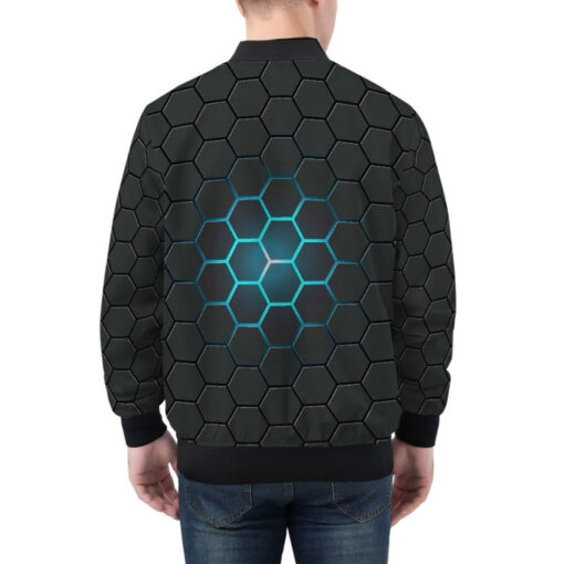 Dark Gray Hexagons Bomber Jacket - Image 3