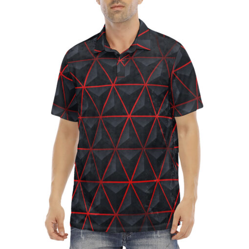 Futuristic Pyramid Shape Velvet Polo Shirt - Image 2