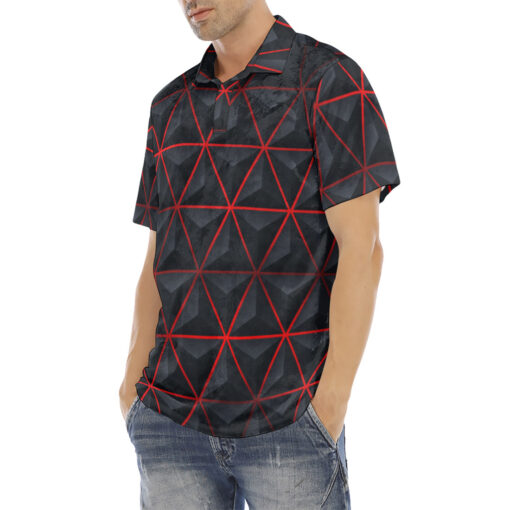 Futuristic Pyramid Shape Velvet Polo Shirt