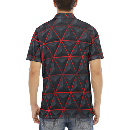 Futuristic Pyramid Shape Velvet Polo Shirt - Image 4