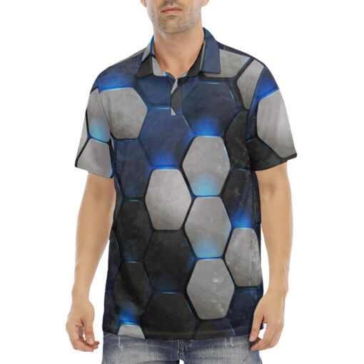 Hexagonal Modern Tech Velvet Polo Shirt - Image 2