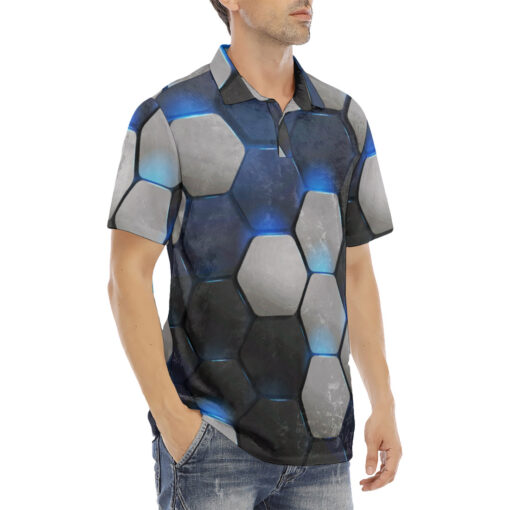 Hexagonal Modern Tech Velvet Polo Shirt - Image 3