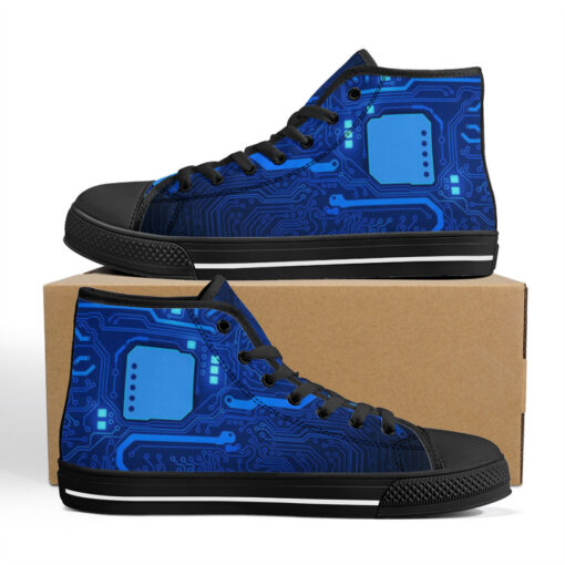 Computer Circuit Board High-Top Shoes