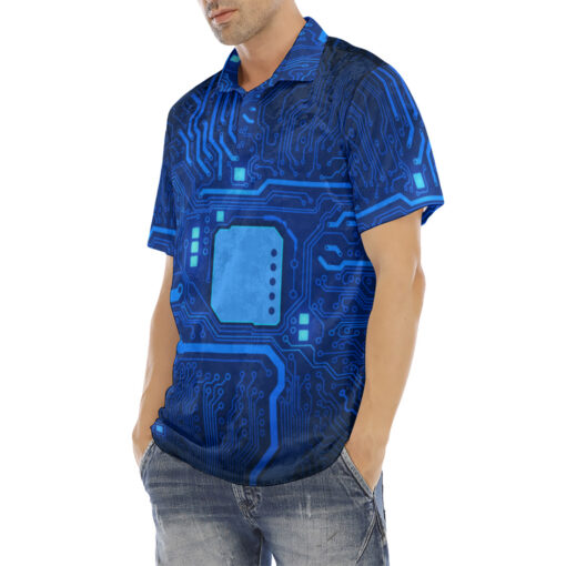 Computer Circuit Board Velvet Polo Shirt