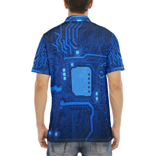 Computer Circuit Board Velvet Polo Shirt - Image 4