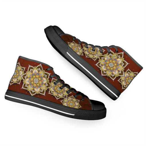 Yellow on Red Mandala High-Top Shoes - Image 6