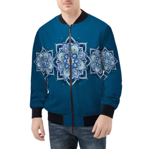 Blue Mandala Bomber Jacket - Image 2