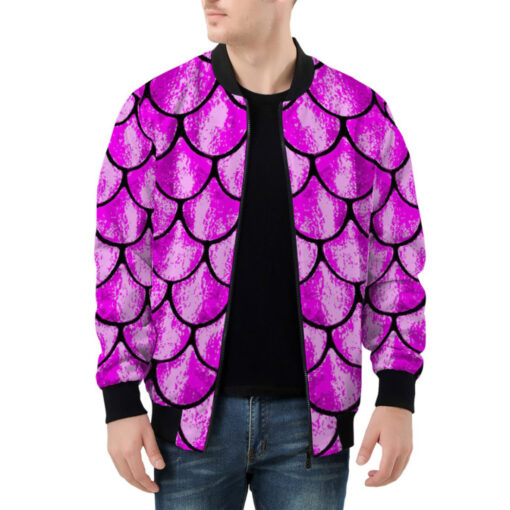 Pink Fish Scales Bomber Jacket