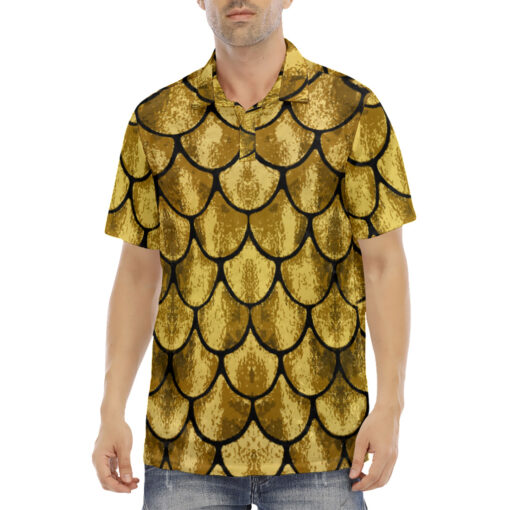 Golden Scales Velvet Polo Shirt - Image 2