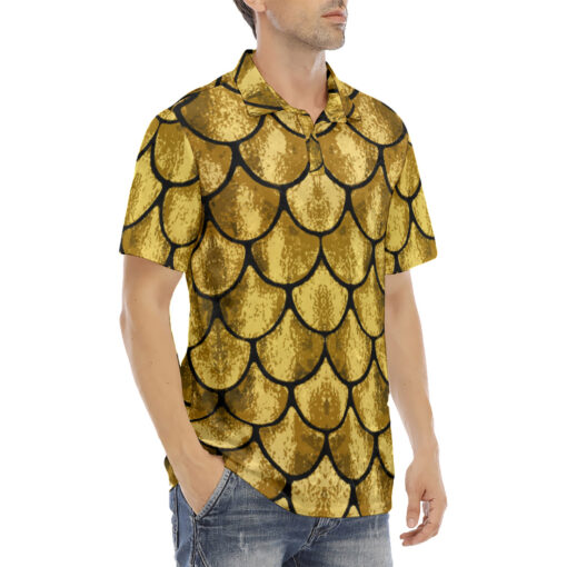 Golden Scales Velvet Polo Shirt - Image 3