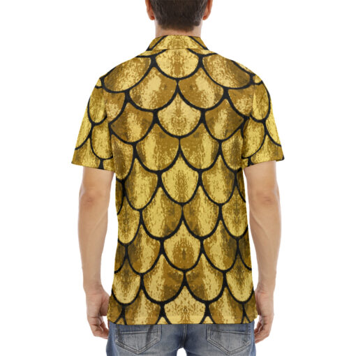 Golden Scales Velvet Polo Shirt - Image 4