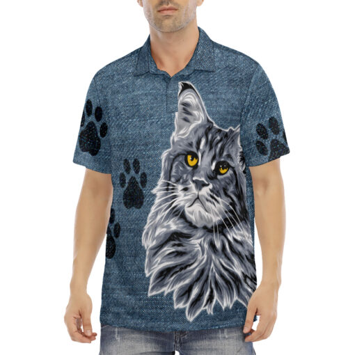 Maine Coon Cat Velvet Polo Shirt - Image 2