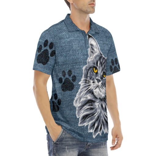 Maine Coon Cat Velvet Polo Shirt - Image 3