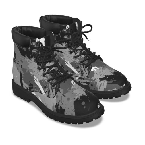 Abstract Gray Grunge Classic Boots - Image 6