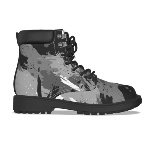 Abstract Gray Grunge Classic Boots - Image 5