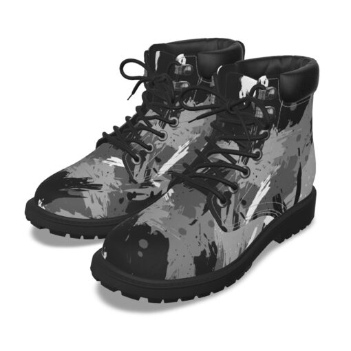 Abstract Gray Grunge Classic Boots - Image 2