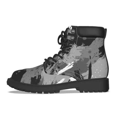 Abstract Gray Grunge Classic Boots - Image 3