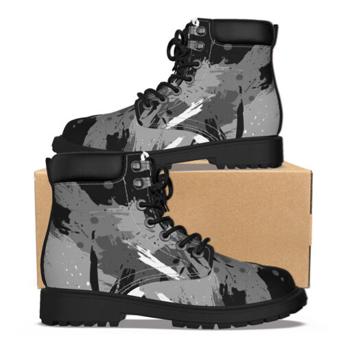 Abstract Gray Grunge Classic Boots