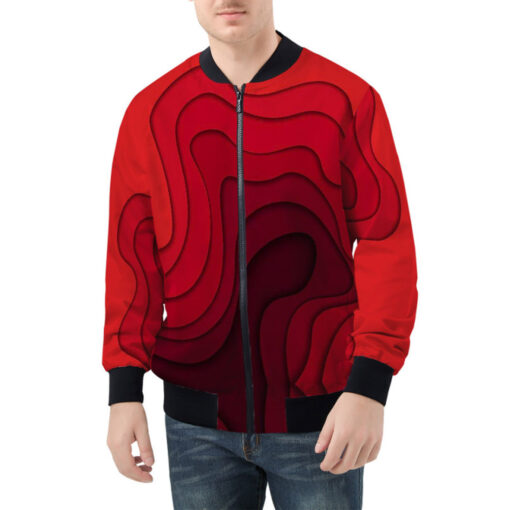 Red Waves Bomber Jacket - Image 2