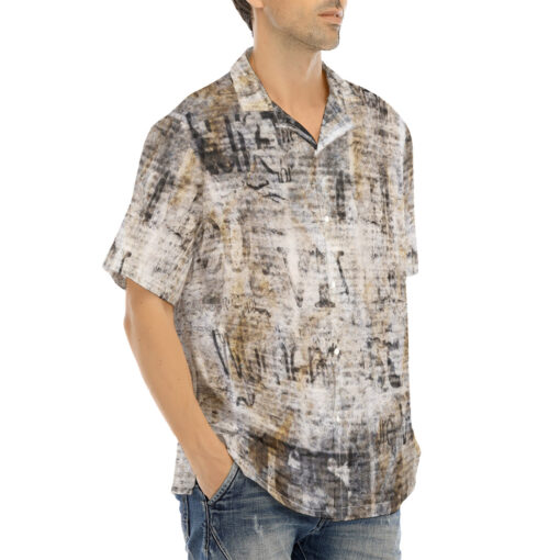 Grunge Vintage Newspaper Hawaiian Shirt - Image 2