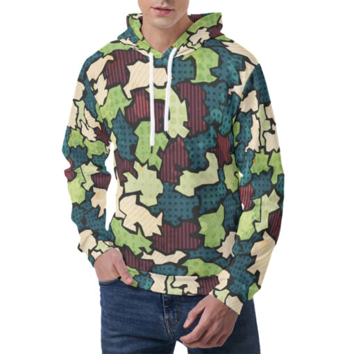 Grunge Fabric Patchwork Men's Hoodie