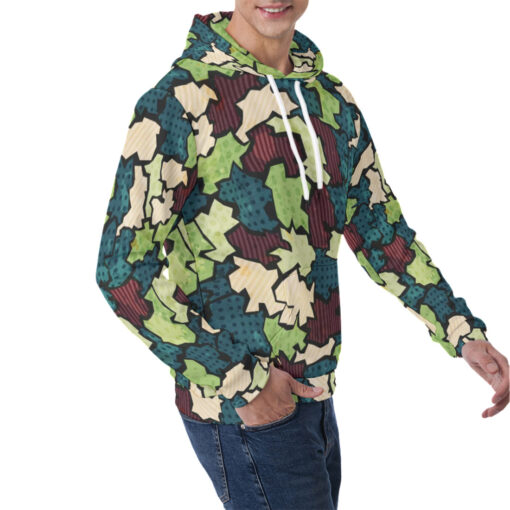 Grunge Fabric Patchwork Men's Hoodie - Image 2