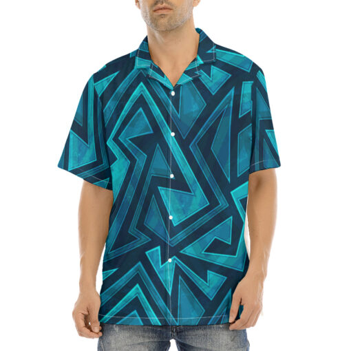 Blue Grunge Maze Hawaiian Shirt