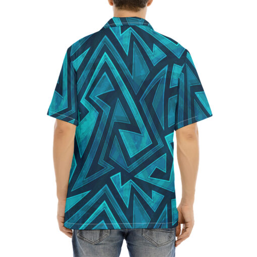 Blue Grunge Maze Hawaiian Shirt - Image 4