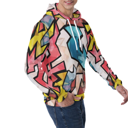 Bright Graffiti Geometric Men's Hoodie - Image 2