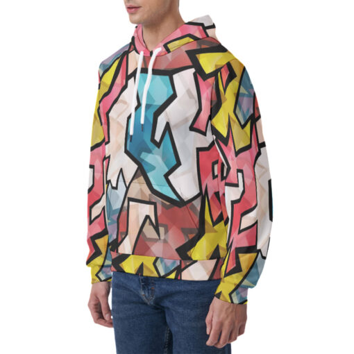 Bright Graffiti Geometric Men's Hoodie - Image 3