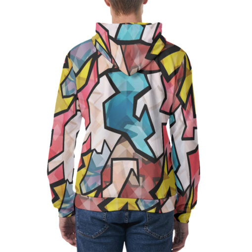 Bright Graffiti Geometric Men's Hoodie - Image 4